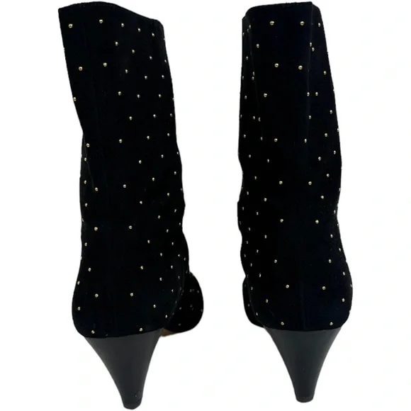 Sezane Studded Suede Leather Boots Size 40 French or US 9 Black Ankle Heeled Low - Picture 6 of 13